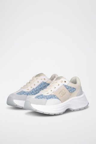 Baskets en cuir Eva - Blanc, beige et gris