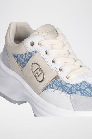 Baskets en cuir Eva - Blanc, beige et gris