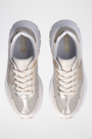 Baskets en cuir Eva - Blanc, beige et doré