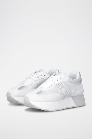 Basket plateformes en nubuck Dreamy - Blanc et argenté