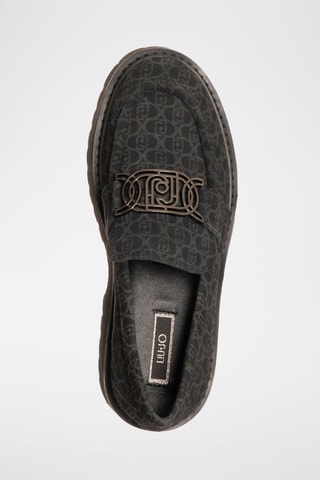 Mocassins plateformes en cuir de taureau Forty - Noir et doré