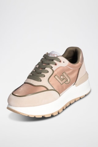 Baskets en cuir Peach - Beige, vert et rose