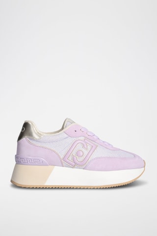 Baskets plateformes en cuir de taureau Dreamy - Blanc et violet