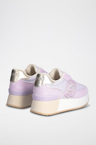 Baskets plateformes en cuir de taureau Dreamy - Blanc et violet