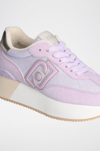 Baskets plateformes en cuir de taureau Dreamy - Blanc et violet