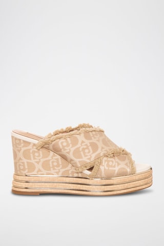 Mules compensées Karen - Beige et doré