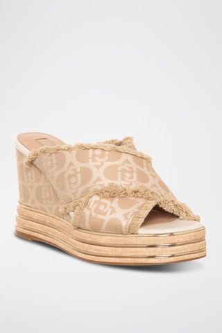 Mules compensées Karen - Beige et doré