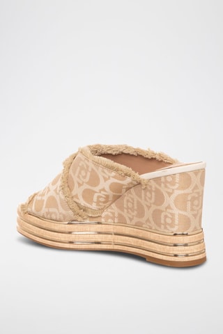 Mules compensées Karen - Beige et doré