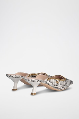 Mules à talons Gemy - Blanc, noir et doré