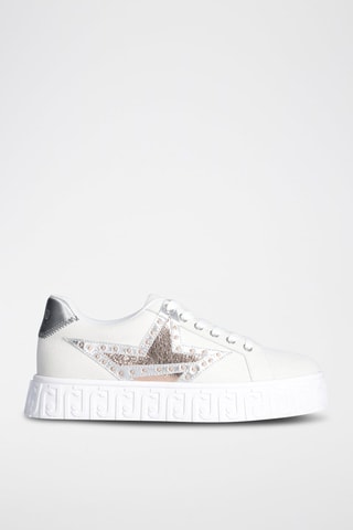 Baskets en cuir Lovely - Blanc, doré et argenté