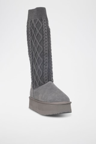 Bottes plateformes en nubuck - Argenté et gris