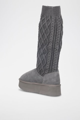 Bottes plateformes en nubuck - Argenté et gris