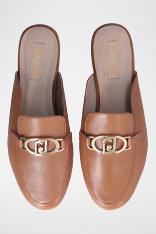 Mules en cuir de mouton Emel - Beige et argenté