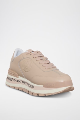 Sneakers en cuir de taureau Amazing - Blanc et rose