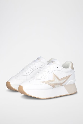 Sneakers plateformes en cuir Dreamy - Blanc et doré