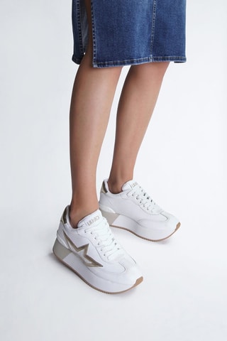 Sneakers plateformes en cuir Dreamy - Blanc et doré