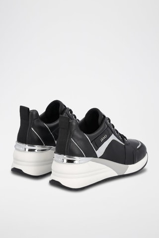 Sneakers compensées en cuir Alyssa - Noir