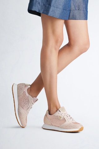 Sneakers en cuir Vibe - Beige, blanc et doré