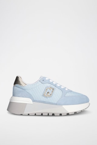 Baskets plateformes en nubuck Amazing - Blanc, bleu et argenté