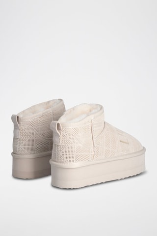 Bottines fourrées en cuir - Beige