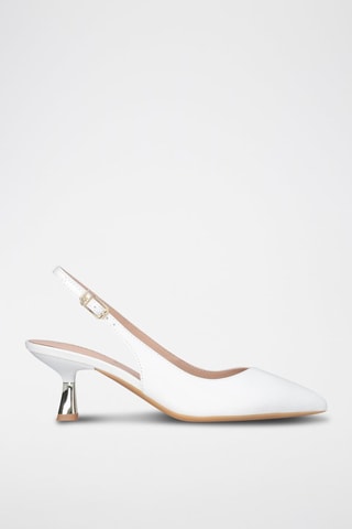 Escarpins en cuir Sandie - Blanc, beige et doré