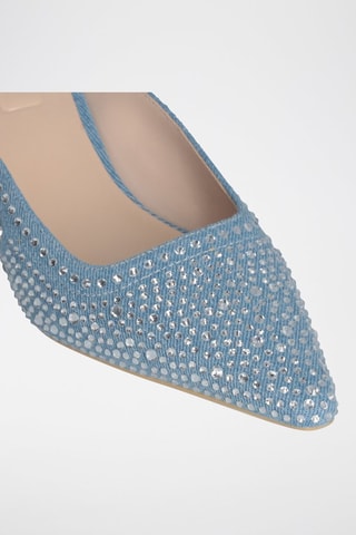 Mules à talons en jean Gemy - Blanc, bleu et argenté