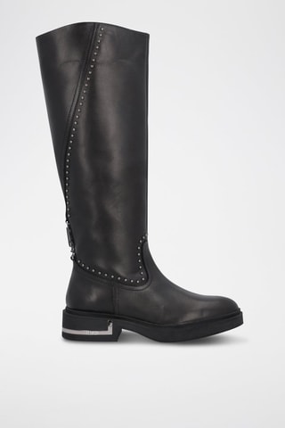 Bottes en cuir Gabrielle - Noir et argenté