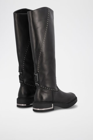 Bottes en cuir Gabrielle - Noir et argenté