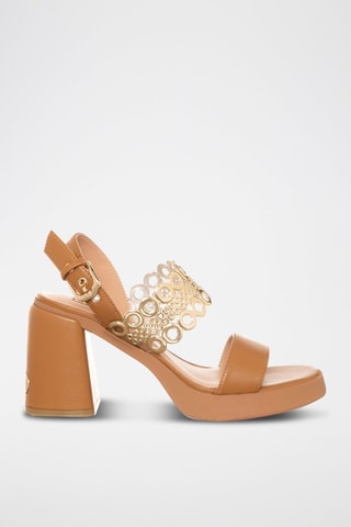 Sandales à talons Gisele - Beige et argenté