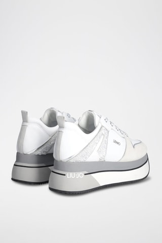 Sneakers plateformes en cuir - Blanc et argenté