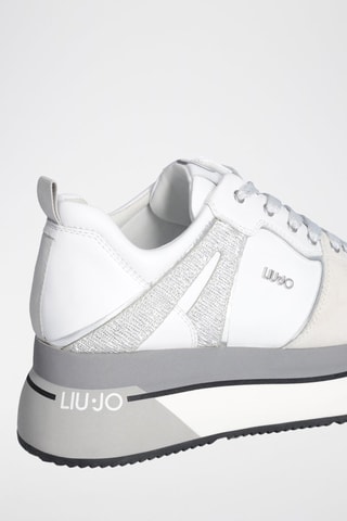 Sneakers plateformes en cuir - Blanc et argenté