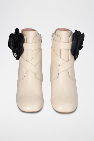 Bottines en cuir de taureau Sara - Blanc, noir et doré