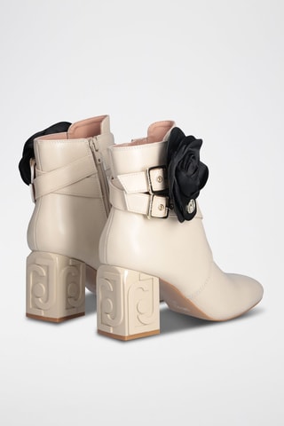 Bottines en cuir de taureau Sara - Blanc, noir et doré