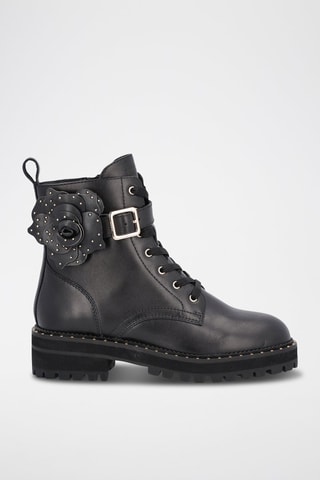 Bottines en cuir de veau - Noir et doré