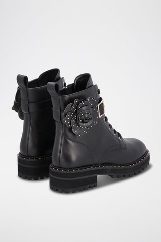 Bottines en cuir de veau - Noir et doré