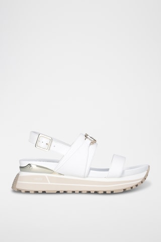 Sandales plateformes en cuir - Blanc et argenté