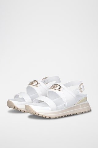 Sandales plateformes en cuir - Blanc et argenté