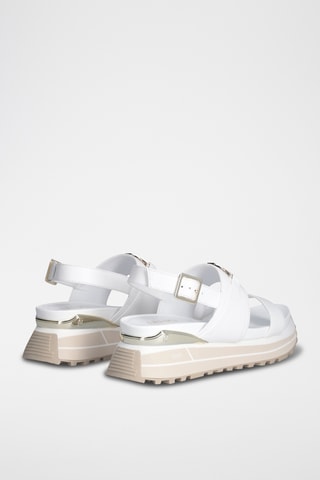 Sandales plateformes en cuir - Blanc et argenté