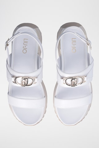 Sandales plateformes en cuir - Blanc et argenté