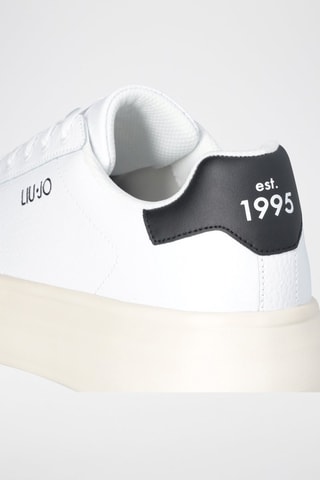 Sneakers plateformes en cuir - Blanc, noir et beige