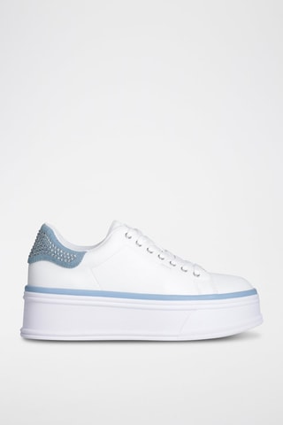 Baskets plateformes en cuir Selma - Blanc et bleu