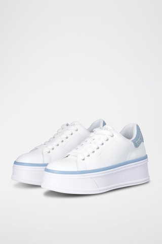 Baskets plateformes en cuir Selma - Blanc et bleu