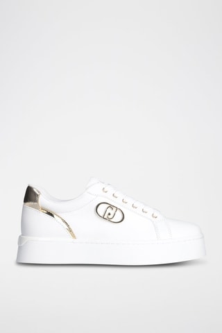 Sneakers plateformes en cuir Pretty - Blanc et doré