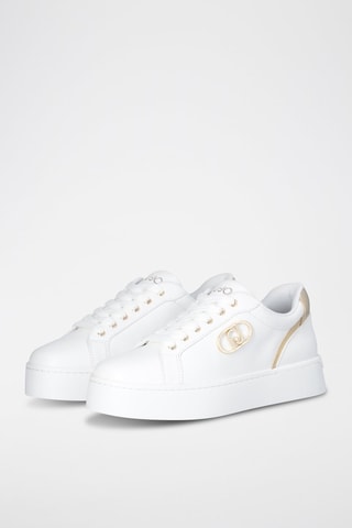 Sneakers plateformes en cuir Pretty - Blanc et doré