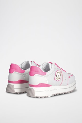 Baskets plateformes en cuir Maxi Wonder - Blanc et rose