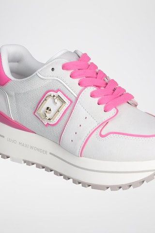 Baskets plateformes en cuir Maxi Wonder - Blanc et rose