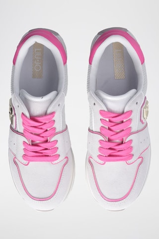 Baskets plateformes en cuir Maxi Wonder - Blanc et rose