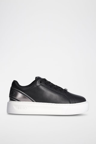 Sneakers plateformes en cuir de taureau Kylie - Noir