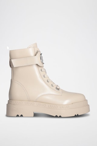 Bottines en cuir Love - Beige