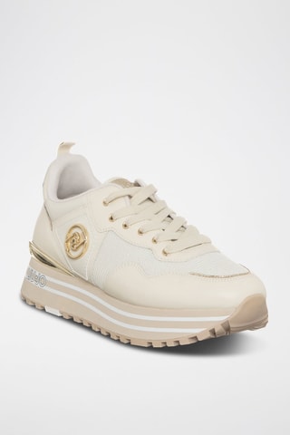 Baskets plateformes en cuir Maxi Wonder - Beige